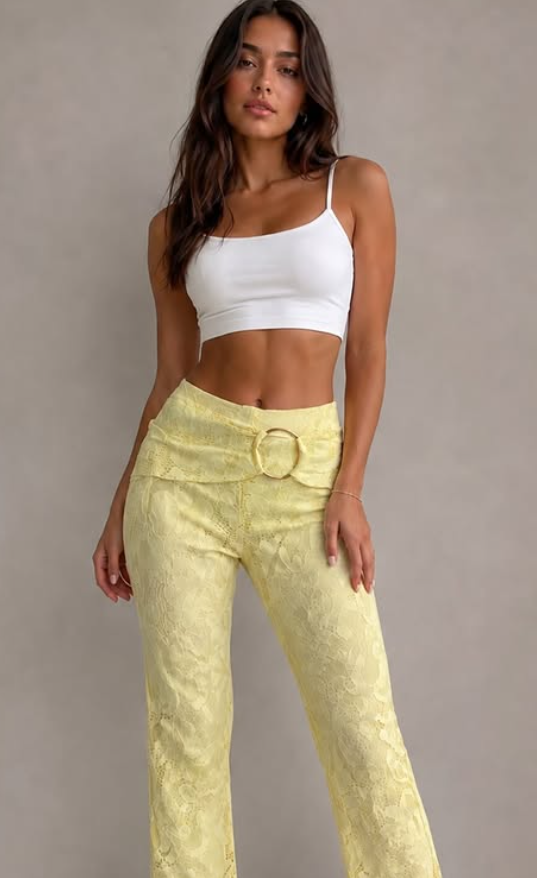 EGO-Trim detail low rise flared trousers