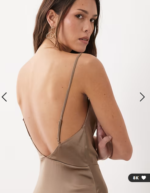 Vila satin cowl neck cami maxi dress in taupe
