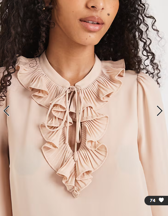 New Look ruffle front blouse in pink
