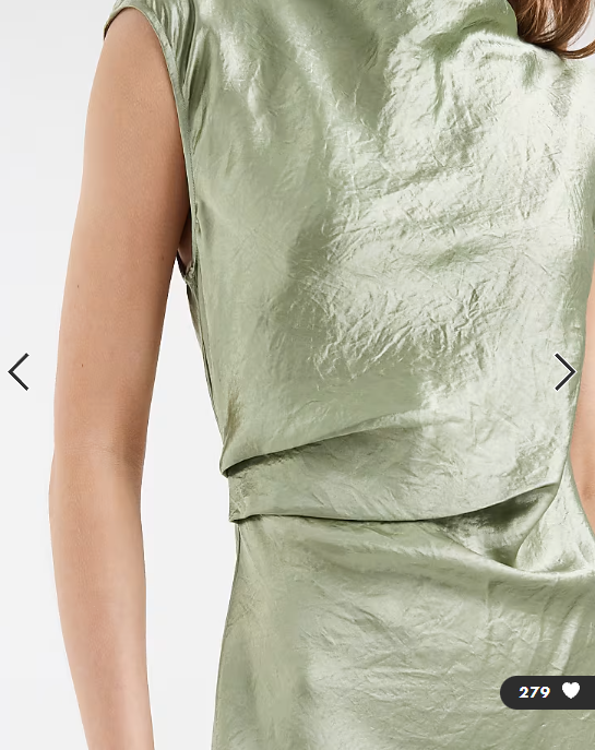 & Other Stories bias cut satin midi dress with drape detail in sage green