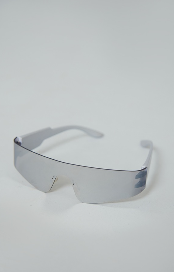Silver Metal Sporty Visor Sunglasses