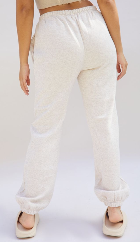 Petite Oatmeal Basic Cuffed Hem Joggers