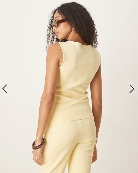 ASOS DESIGN interlock co-ord button detail vest top in yellow