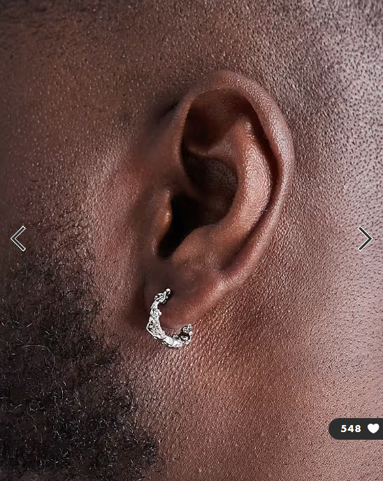 ASOS DESIGN molten hammered hoop earrings in silver