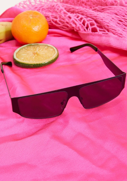 Black Matte Metal Frame Slim Visor Sunglasses