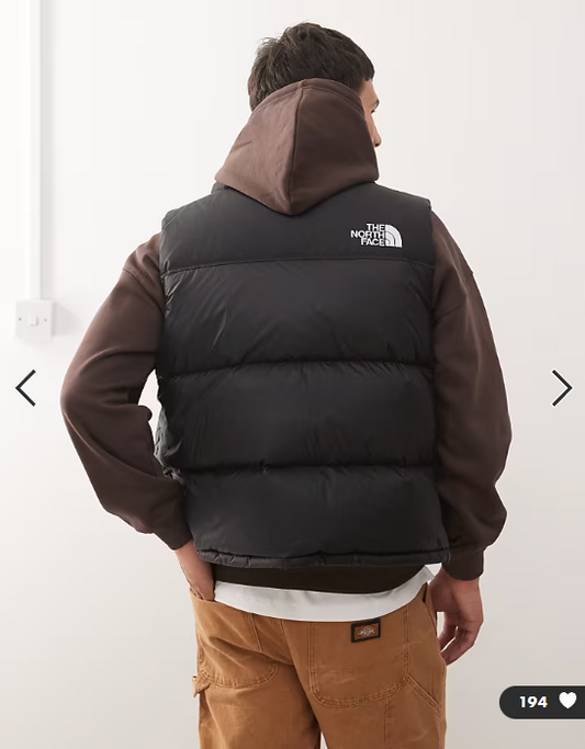 The North Face Retro Nuptse down puffer gilet in black