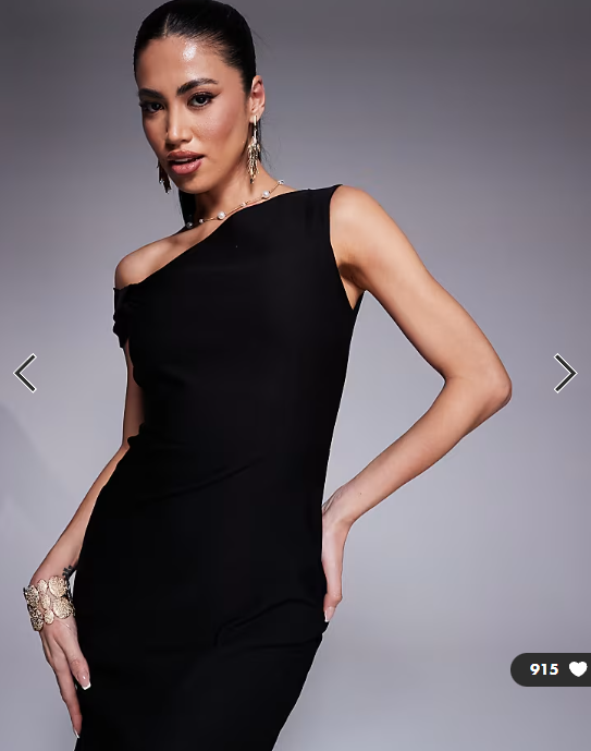 Vesper bengaline one shoulder knot detail maxi bodycon dress in black