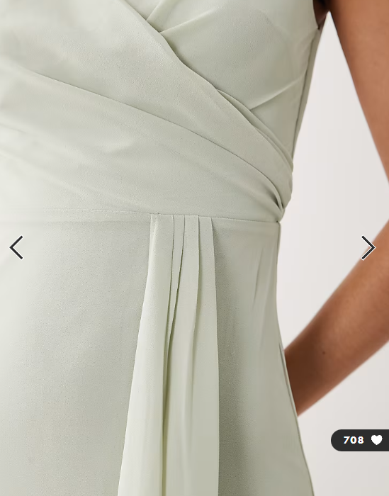 TFNC Bridesmaid chiffon wrap top draped maxi dress in sage green