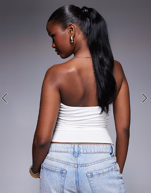 Fashionkilla exclusive double sculpted slinky bandeau top in white
