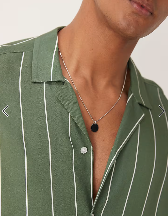 ASOS DESIGN oversized boxy revere shirt in green stripe