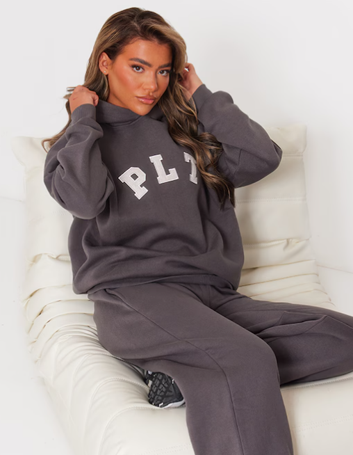 Charcoal Logo Oversized Hoodie