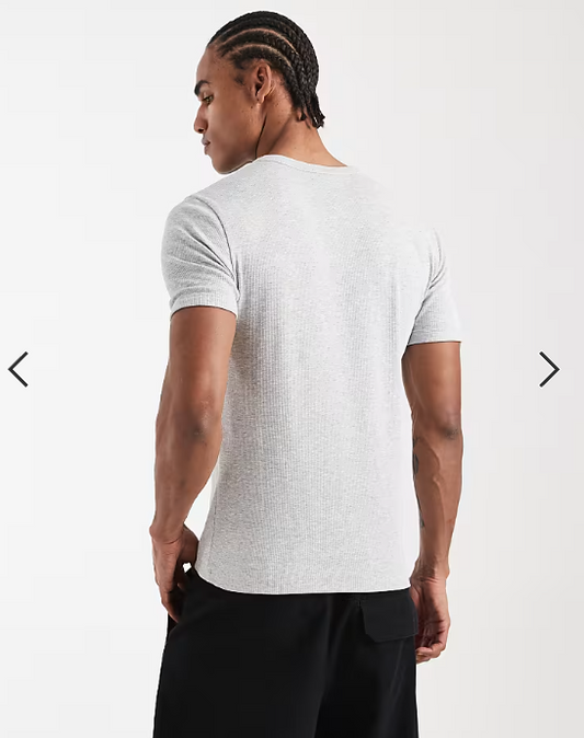 New Look muscle fit ribbed t-shirt in grey marl.