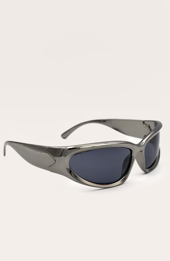 Grey Mirrored Sporty Visor Sunglasses