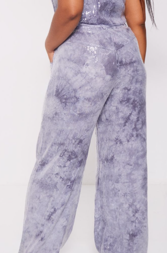 Plus Charcoal Sequin Wide Leg Trousers