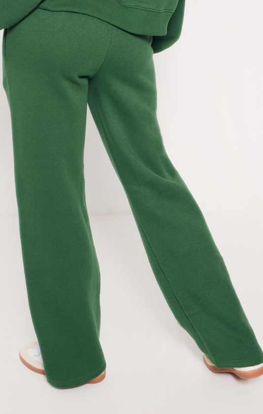 Plt - Forest Green Logo Embroidered Wide Leg Joggers