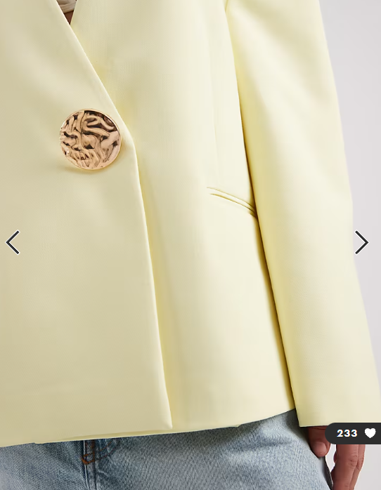 ASOS DESIGN oversized collarless blazer with trim in yellow