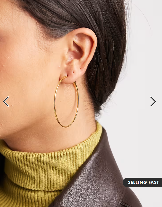 ASOS DESIGN waterproof stainless steel basic hoop earrings in gold tone