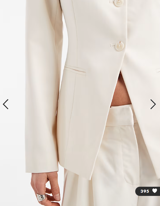 Vero Moda tailored collarless fitted blazer in cream