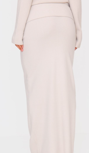 Slate Grey Soft Knit Foldover Floor Length Skirt