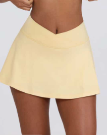 Bo&tee - Brushed Jersey Crossover Mini Skort in Lemon Marl
