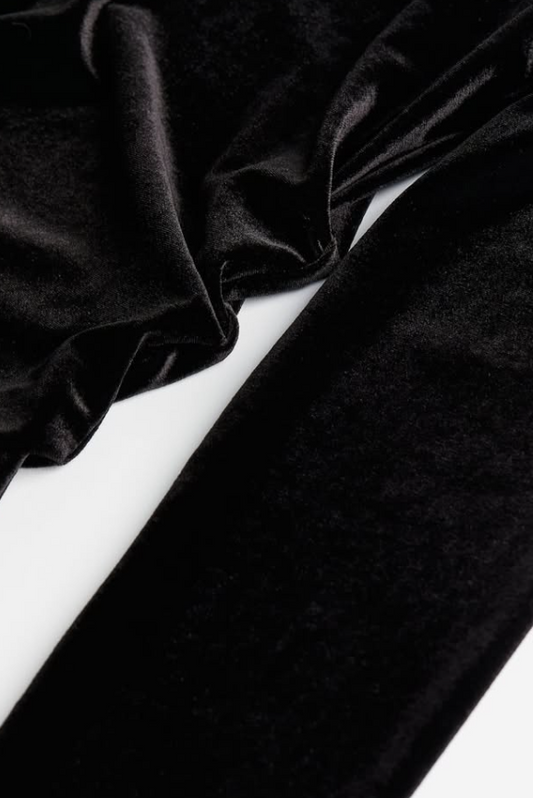 H&M - FITTED VELOUR DRESS- Black