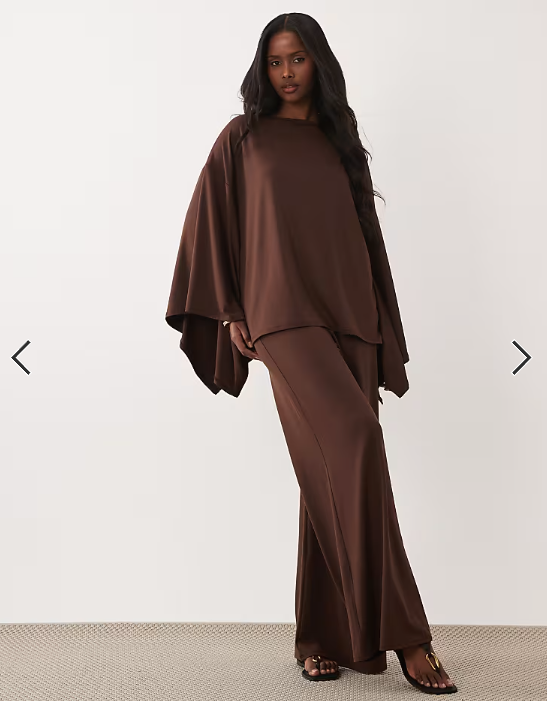 ASOS DESIGN cape style top co-ord in brown