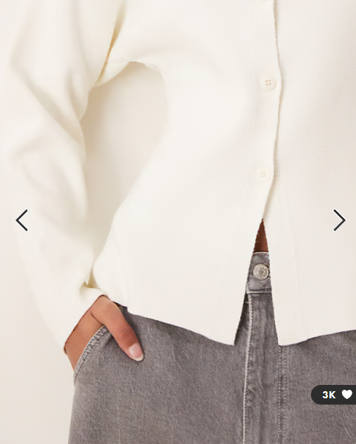 ASOS DESIGN knitted structured crew neck cardigan in cream