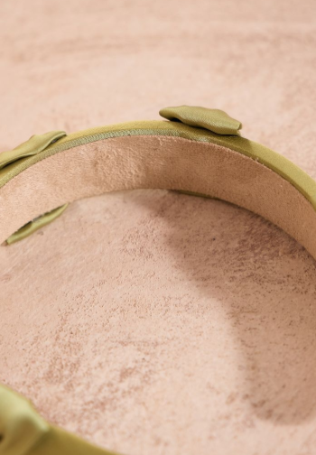 Green Satin Padded Bow Detail Headband