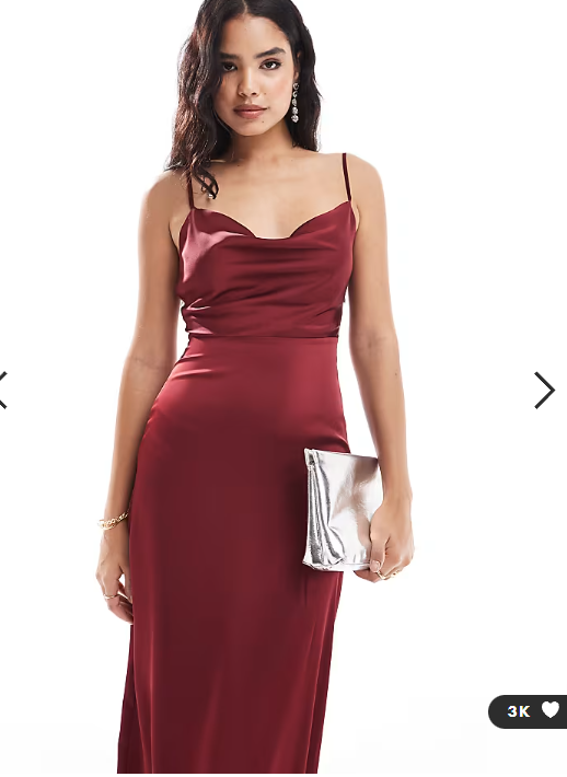 Vila satin cowl neck cami maxi dress in red