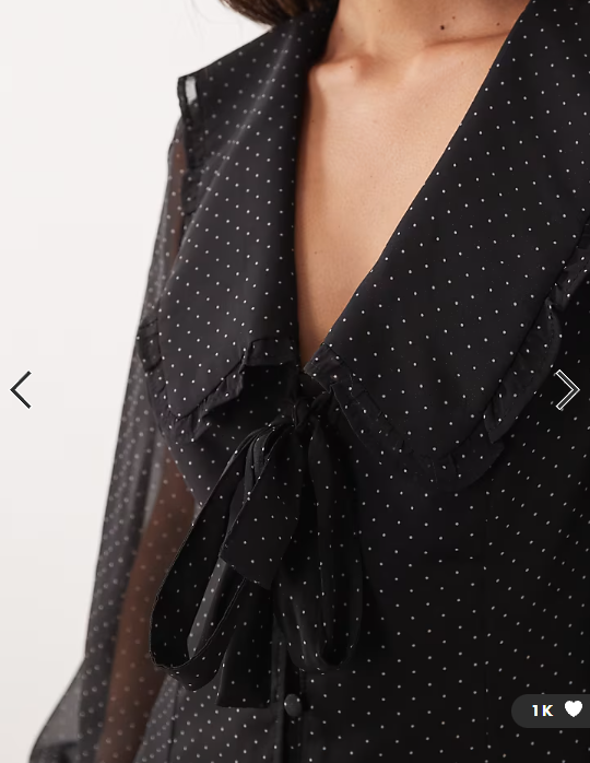 Miss Selfridge button through mini with collar in polka dot