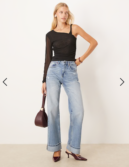 ASOS DESIGN twist strap asymmetric mesh top in black