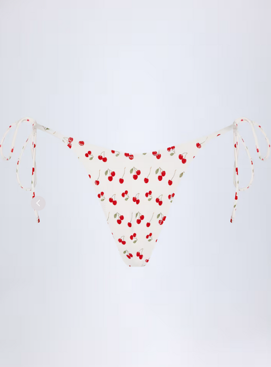 Ohpolly - Side-Tie Cheeky Bikini Bottoms in Cherry Print