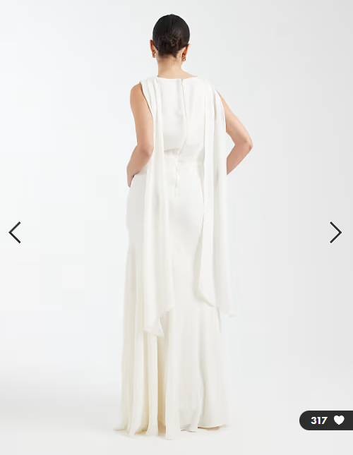 Six Stories Bridesmaid crepe high cowl neck maxi dress in Ivory