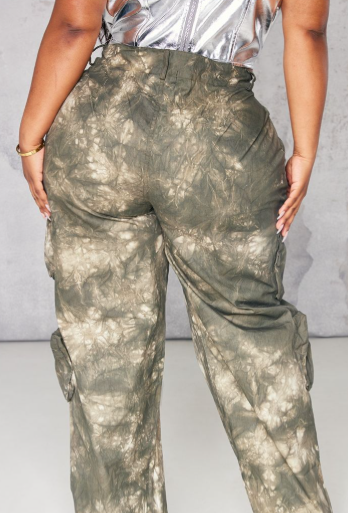 Plus Khaki Camo Pocket Detail Cargo Trouser
