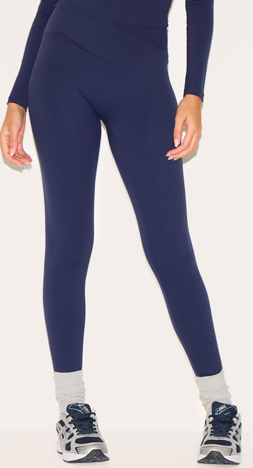 Navy Sculpt Wrap Waist Gym Leggings