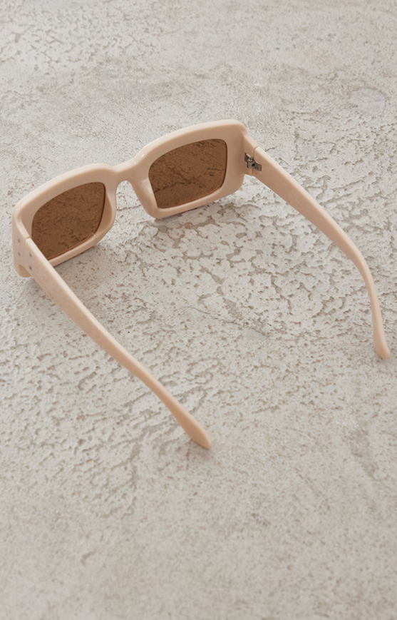 Ecru Tinted Chunky Square Frame Sunglasses