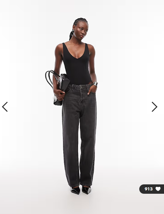 ASOS DESIGN compact cotton v neck bodysuit in black