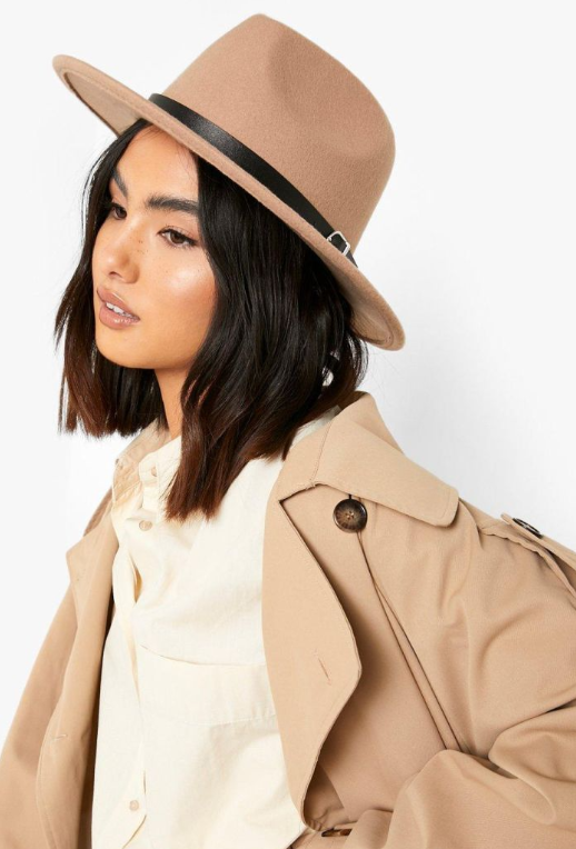 Basic Buckle Detail Fedora - tan