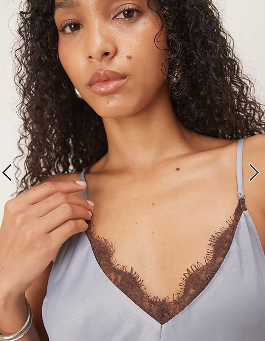 ASOS DESIGN lace trim cami in blue