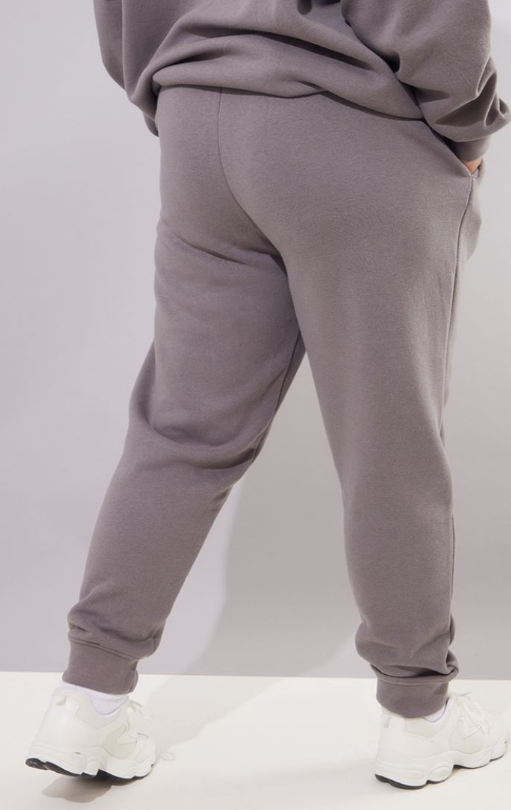 Plt - Plus Charcoal Grey Oversized Slogan Joggers