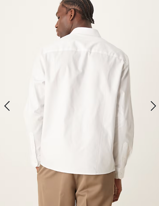 ASOS DESIGN regular textured formal shirt in white
