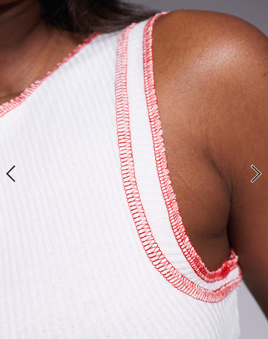 Princess Polly fine rib knit sleeveless contrast stitch tank top in white