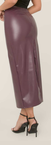 Wine Faux Leather Maxi Pencil Skirt Miley