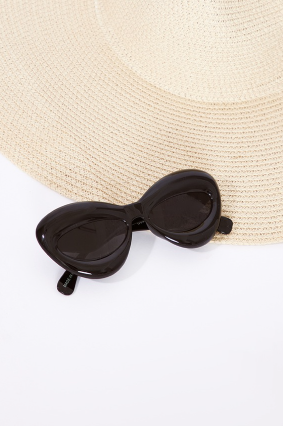 Black Pillow Effect Cat Eye Sunglasses