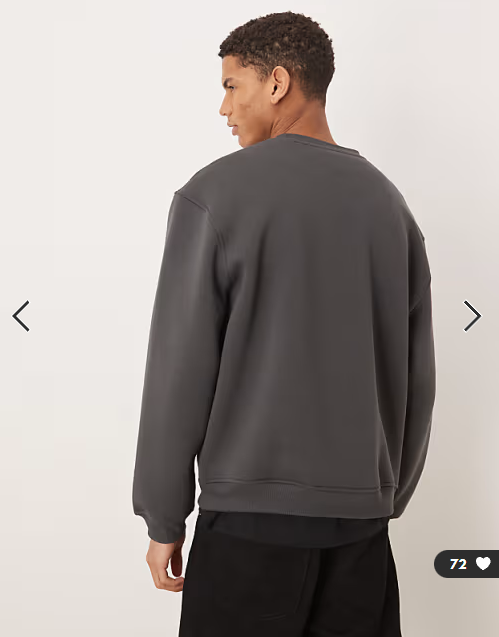 ASOS DESIGN relaxed sweatshirt with plaid print in washed black