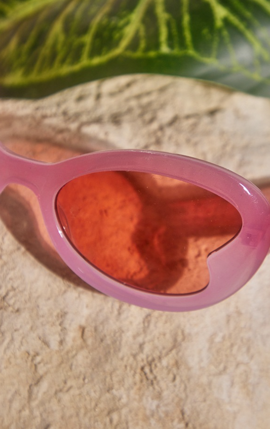 Pink Love Heart Lens Retro Sunglasses
