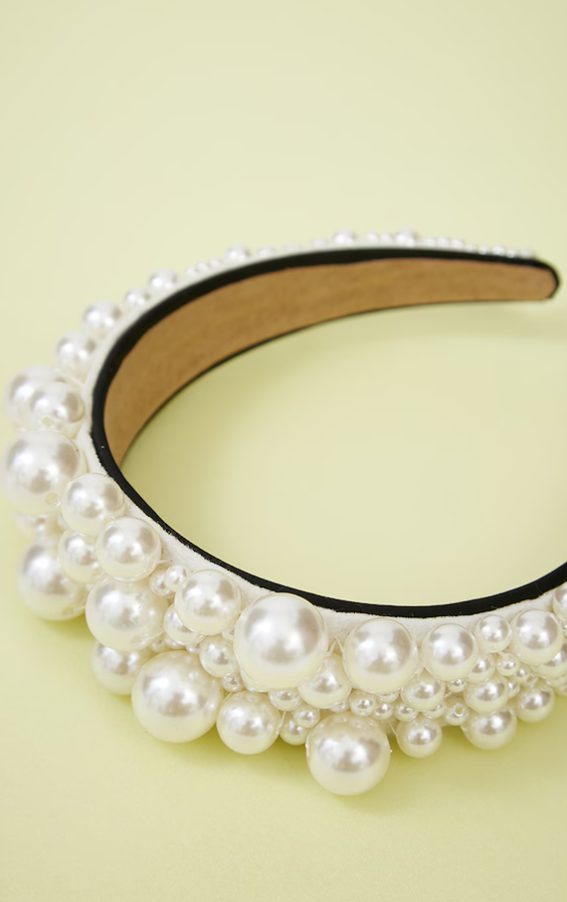 White Oversized Pearl Headband