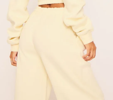 Elastic Waistband Flared Leg Graphic Detail Joggers In Cream