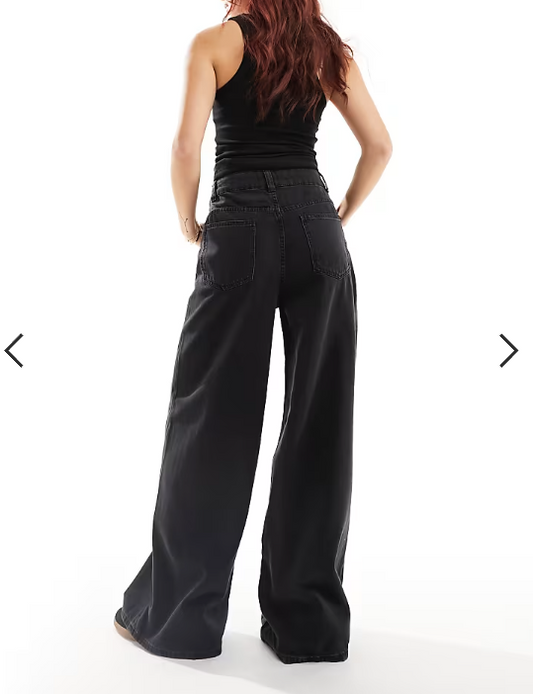ASOS DESIGN wide leg jean in black - BLACK