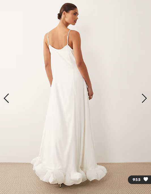 YAS cami maxi dress with exaggerated buble hem in gardenia white